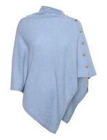 Davida Cashmere - Poncho Gold Buttons - Pončas - Mėlyna