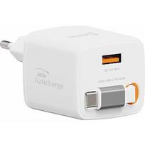 Swissten SlideCHARGE Power Charger GaN 45W USB-A 18W With retractable USB-C cable 0.75m white 22071350