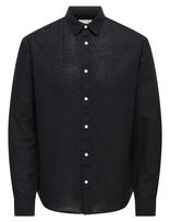 ONLY & SONS - Onscaiden Life Ls Solid Linen Blend Noos - Laisvalaiko marškiniai - Juoda
