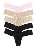 Hanky Panky - Hanky Panky Multi Pack - Signature Lace Low Rise Thong - 5 Pack - Stringai - Juoda