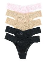 Hanky Panky - Hanky Panky Multi Pack - Signature Lace Original Rise Thong - 5 Pack - Stringai - Juoda