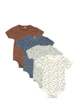 Pippi - Body Ss Ao-Printed (4-Pack) - Marškinėliai trumpomis rankovėmis - Marga / raštuota