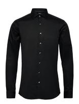 Lindbergh Black - Technical :Cut Away Collar, Tailor Fit Cotton Shirt, Wf Ls - Verslo marškiniai - Juoda