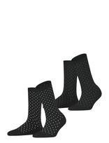 Esprit Socks - Fine Dot 2-Pack Sustainable With Pattern - Įprastos kojinės - Juoda