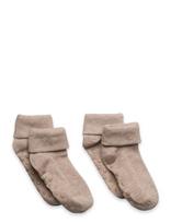 Minymo - Baby Rib Sock W. Abs (2-Pack) - Neslystančios kojinės - Ruda