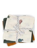 Done By Deer - Burp Cloth 3-Pack Gots Sea Friends Colour Mix - Rankšluostis - Marga / raštuota