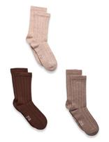 Minymo - Wool Socks - Rib 3-Pack - Kojinės - Ruda
