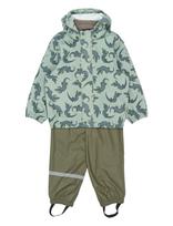 Mikk-line - Pu Rain Set Aop W. Susp/104 - Lietaus drabužių komplektas - Chaki spalva