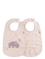 Done By Deer - Bib W/Velcro 2-Pack Ozzo Powder - Seilinukas be rankovių - Marga / raštuota
