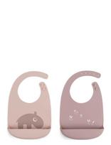 Done By Deer - Silicone Bib 2-Pack Ozzo Powder - Seilinukas be rankovių - Rožinė