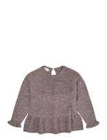Copenhagen Colors - Merino Knit Blouse With Frill - Palaidinės ir tunikos - Pilka