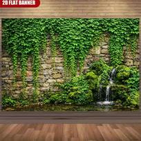 2D Lush Ivy & Moss Waterfall Backdrop Natural Garden Photo Booth Background Cloth 47.2x31.5inch/120*80cm