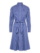 Polo Ralph Lauren - Belted Wide-Stripe Cotton Shirtdress - Iki kelių ir midi suknelės - Mėlyna