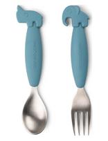Done By Deer - Easy-Grip Spoon And Fork Set Deer Friends Blue - Stalo įrankiai - Mėlyna