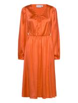 Vila - Vipetia L/S V-Neck Mid Calf Dress/Dc - Iki kelių ir midi suknelės - Oranžinė