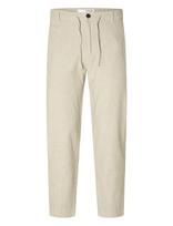 Selected - Slm172-Slimtape Brody Linen Bld Pnt Noos - Lininės kelnės - Kreminė spalva