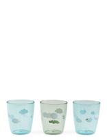 Done By Deer - Yummy Mini Glass 3 Pcs Happy Clouds Green - Puodelis - Mėlyna