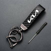 CTGH4 Car Carbon Fiber Style Keychain Microfiber Leather Key Chain For KIA K5 K9 Sorento Ceed Sportage Carnival Stinger Forte Niro EV6 black