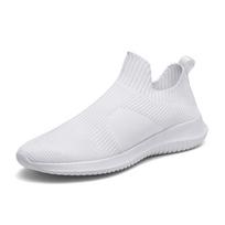 Men Sneakers Slip on Running Shoes Fashion Breathable Solid Color Loafers Knitted Sock Men Shoes Outdoor Lightweight Casual Shoe 39 balta