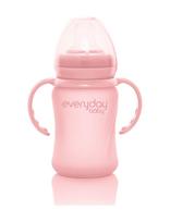 Everyday Baby - Glass Sippy Cup Healthy + Rose Pink - Kūdikių buteliukas - Rožinė