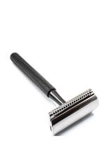 Parker - 78R - Graphite - Unisex Textured Long Handle Three Piece Safety Razor With New Head - Skrudintuvas - Sidabro