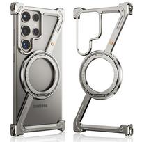 Oatsbasf Metalinis Magsafe telefono dėklas, skirtas Samsung Galaxy S24/Plus/Ultra, magnetinis, be rėmelio, apsauginis telefono dangtelis, apsaugantis nuo kritimo aluminum&For Galaxy S24 gray