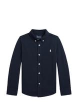 Ralph Lauren Kids - Featherweight Cotton Mesh Shirt - Ilgarankoviai marškiniai - Juoda