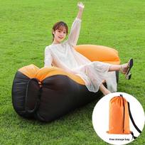Portable Inflatable Air Sofa Bed Mattress Outdoor Camping Lazy Couch Single Air Mattress Travel Gear No Pump Needed Waterproof oranžinė