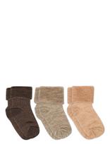 Mp Denmark - Wool Baby Socks - 3-Pack - Kūdikių kojinės - Ruda