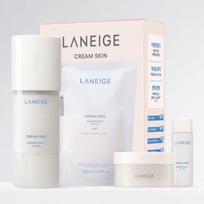 LANEIGE Cream Skin Tonikas ir Drėkiklis Rinkinys 170ml + 130ml su Cream Skin Servetėlėmis 50 Vnt. + Cream Skin 25ml Drėkinantis Apsauginis K-Beauty