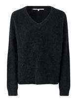 Second Female - Brook Knit Oversize V-Neck - Megztinis - Juoda
