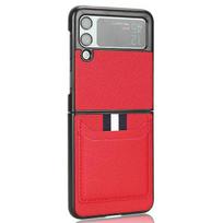 Non -Fingerprint Slim Leather Phone Case For Samsung Galaxy Z Flip 4 5g Flip3 Flip4 Flip 3 Zflip4 Card Pocket Matte Cases for Samsung Z Flip raudona