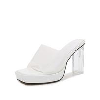 9 cm moteriški seksualūs aukštakulniai sandalai naktiniai šou „Stiletto Crystal Pumps“ „Peep Toe“ batai 35 balta