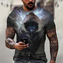 Wolf T-shirt For Men's T Shirt 3D Print Wolf Graphical Short Sleeve Tops Street Hip Hop Tshirt Oversized Tee Shirt Men Clothing S gray