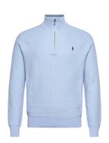 Polo Ralph Lauren - Mesh-Knit Cotton Quarter-Zip Sweater - Megztinis su užtrauktuku - Mėlyna