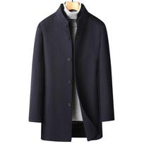 Mink Stand-up Collar Wool Coat, Removable Goose Down Lining, Double-sided Wool Coat, Men's Medium-length Cashmere Coat M juoda
