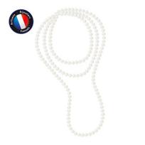 Sautoir - Perlinea - Gėlavandeniai AAA+ kultivuoti perlai - 9-10 mm - Natūraliai balti - 160 cm balta