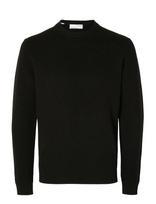 Selected - Slmdane Ls Knit Reg Struc Crew Neck Noos - Apvalios apykaklės megztinis - Juoda