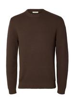 Selected - Slmdane Ls Knit Reg Struc Crew Neck Noos - Apvalios apykaklės megztinis - Ruda