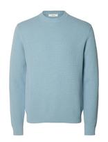 Selected - Slmdane Ls Knit Reg Struc Crew Neck Noos - Apvalios apykaklės megztinis - Mėlyna