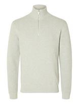 Selected - Slmdane Ls Knit Reg Struc Half Zip Noos - Megztinis su užtrauktuku - Pilka