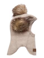 Mikk-line - Wool Fullface W. Pom Pom - Balaklava - Smėlio