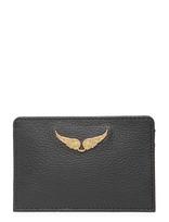 Zadig & Voltaire - Zv Pass Grained Leather - Kortelių dėklas - Juoda