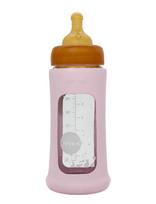 HEVEA - Wide Neck Baby Glass Bottle With Sleeve 250Ml/8.5Oz Single-Pack - Kūdikių buteliukas - Rožinė