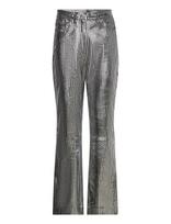 REMAIN Birger Christensen - Striped Leather Pants - Odinės tamprės-kelnės - Sidabro