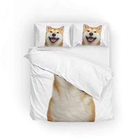 Shiba Inu antklodės užvalkalų komplektas Mielas Shiba Inu patalynės komplektas Mielas geltonas šuo Animacinis gyvūnas Sodyba Naminiai gyvūnai Poliesterio antklodės užvalkalas EU single(135x200cm)