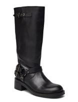 Bianco - Biaharper Biker Boot Pull Up Leather - Ilgauliai batai - Juoda