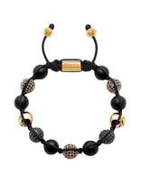 Nialaya - Men's Beaded Bracelet With Matte Onyx And Black/Gold Cz Diam - Apyrankė - Aukso