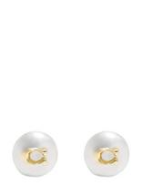 Coach Accessories - Coach Signature Coin Pearl Stud Earrings - Auskarai - Aukso