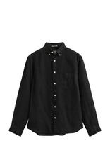 Gant - Reg Gmnt Dyed Linen Shirt - Laisvalaiko marškiniai - Juoda